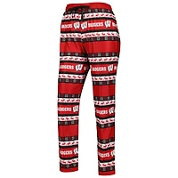 Women's FOCO Red Wisconsin Badgers Ugly Long Sleeve T-Shirt & Pajama Pants Sleep Set
