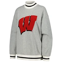 Women's Gameday Couture Ash Wisconsin Badgers It To Win Sporty Mock Neck Pullover Sweatshirt