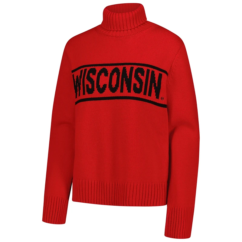 Pull à col roulé en chenille rouge des Wisconsin Badgers pour femme
