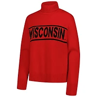 Pull à col roulé en chenille rouge des Wisconsin Badgers pour femme