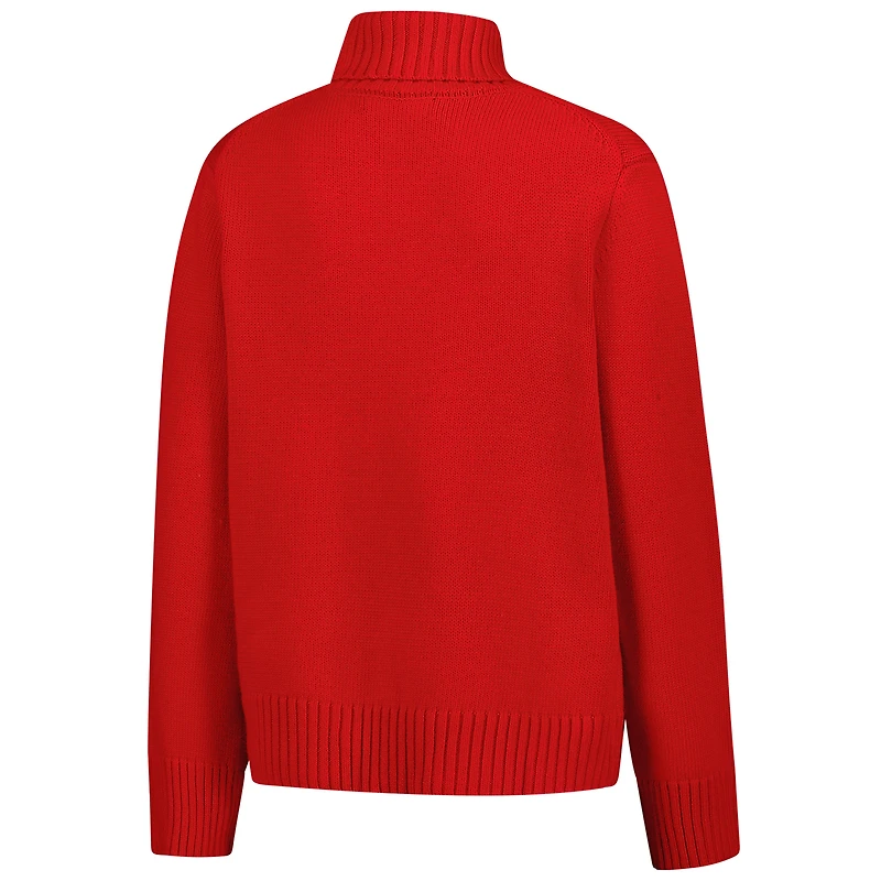 Women's Gameday Social Red Wisconsin Badgers Chenille Turtleneck Sweater