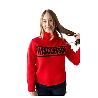Pull à col roulé en chenille rouge des Wisconsin Badgers pour femme