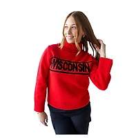 Pull à col roulé en chenille rouge des Wisconsin Badgers pour femme