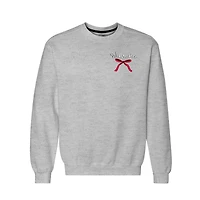 Women's  Heather Gray Wisconsin Badgers Classic Merry Christmas Tree Crewneck Sweatshirt