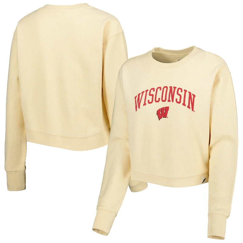 Sweat-shirt en bois à cordon pour femme League Collegiate Wear Crème Wisconsin Badgers Classic Campus