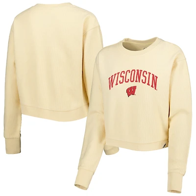 Sweat-shirt classique Wisconsin Badgers Campus Corded Timber couleur crème de la collection Women's League Collegiate Wear