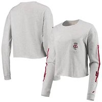 T-shirt court à manches longues en coton gris chiné Wisconsin Badgers Clothesline pour femmes de la Ligue universitaire