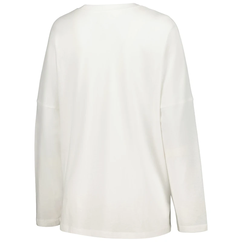 T-shirt surdimensionné à manches longues blanc avec corde linge des Badgers du Wisconsin de la League Collegiate Wear pour femmes