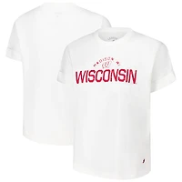 Women's League Collegiate Wear White Wisconsin Badgers Slub Rolled Cuff T-Shirt