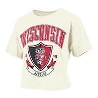 Women's Pressbox Cream Wisconsin Badgers Buckler Vintage Cropped T-Shirt