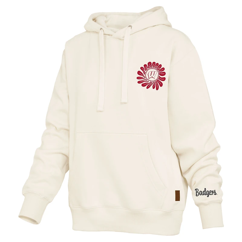 Women's Pressbox  Cream Wisconsin Badgers Elena Janise Hoodie