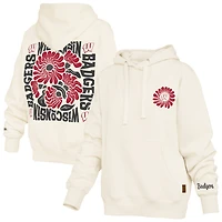 Women's Pressbox  Cream Wisconsin Badgers Elena Janise Hoodie
