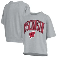 Women's Pressbox  Gray Wisconsin Badgers Nelson T-Shirt