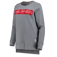 Sweat-shirt raglan Pressbox Wisconsin Badgers Pinehurst Chenille gris pour femme