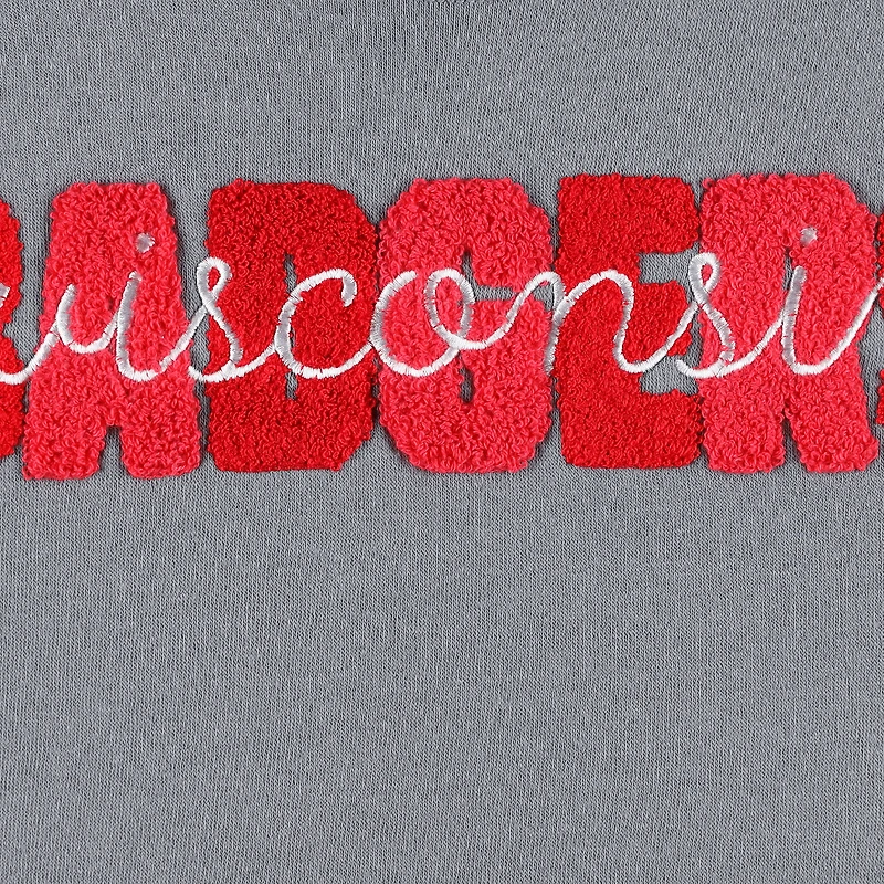 Sweat-shirt raglan Pressbox Wisconsin Badgers Pinehurst Chenille gris pour femme