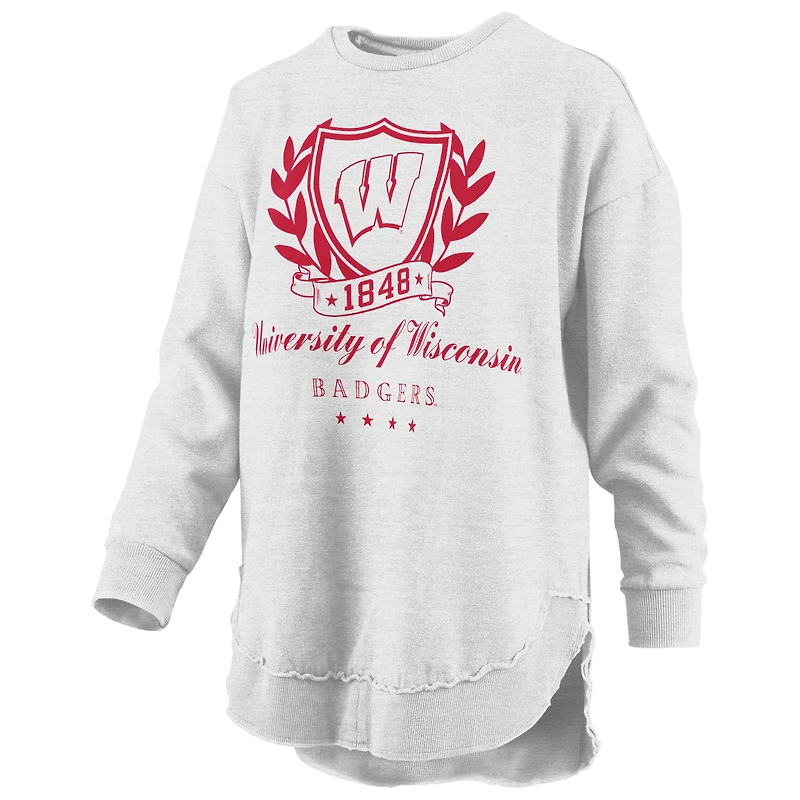 Sweat-shirt à enfiler poncho mélangé Field Day des Wisconsin Badgers de Pressbox pour femme, gris chiné