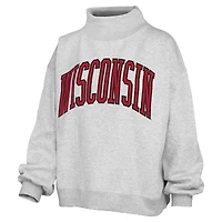 Sweat-shirt à col montant Nelson surdimensionné gris chiné pour femme, de la marque Wisconsin Badgers, Pressbox.