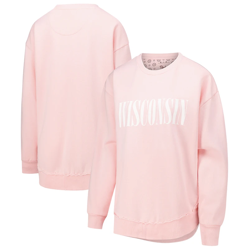 Sweat-shirt en polaire pour femmes Pressbox rose clair Wisconsin Badgers Poncho