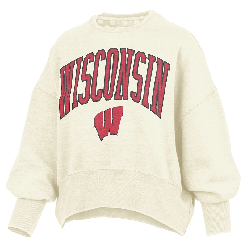 Sweat-shirt ras du cou surdimensionné à taille haute pour femme, coupe naturelle, des Wisconsin Badgers