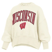 Sweat-shirt ras du cou surdimensionné à taille haute pour femme, coupe naturelle, des Wisconsin Badgers