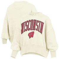 Sweat-shirt ras du cou surdimensionné à taille haute pour femme, coupe naturelle, des Wisconsin Badgers