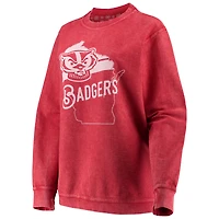 Sweat-shirt à col ras du cou en velours côtelé confortable Pressbox Wisconsin Badgers pour femme, rouge