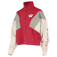 Sweat-shirt à fermeture éclair quart de tour Ferrara Color Block pour femme, rouge