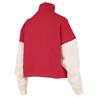 Sweat-shirt à fermeture éclair quart de tour Ferrara Color Block pour femme, rouge
