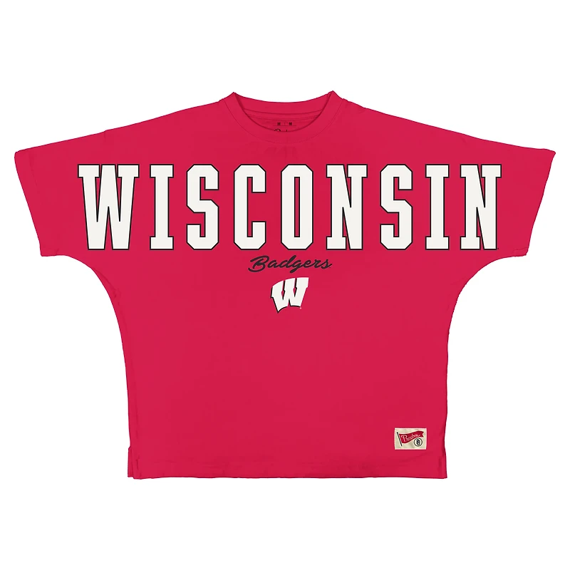 Women's Pressbox Red Wisconsin Badgers Flannigan Oversized T-Shirt