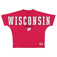 Women's Pressbox  Red Wisconsin Badgers Flannigan Oversized T-Shirt