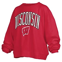 Sweat-shirt surdimensionné à manches longues pour femme avec logo Janise Arch Over Pressbox Red Wisconsin Badgers