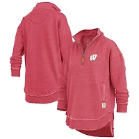 Sweat-shirt zippé quart de tour Northfork Sojourn Poncho rouge des Wisconsin Badgers Pressbox pour femme