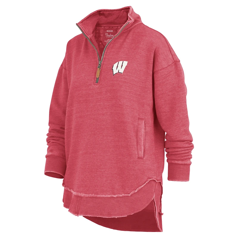 Sweat-shirt zippé quart de tour Northfork Sojourn Poncho rouge des Wisconsin Badgers Pressbox pour femme