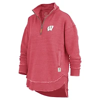 Sweat-shirt zippé quart de tour Northfork Sojourn Poncho rouge des Wisconsin Badgers Pressbox pour femme