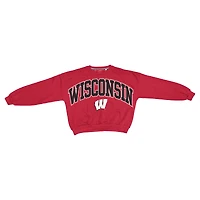 Sweat-shirt surdimensionné Janice pour femme, longueur taille, rouge, des Wisconsin Badgers de Pressbox
