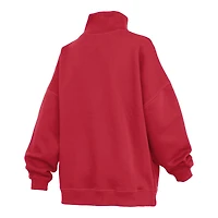 Women's Pressbox  Red Wisconsin Badgers Oversized Mock Neck Sweatshirt