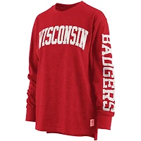 T-shirt à manches longues Pressbox Wisconsin Badgers taille plus rouge pour femme Two-Hit Canyon