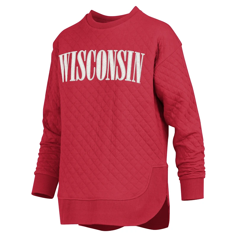Sweat-shirt matelassé à manches longues pour femme Pressbox Red Wisconsin Badgers