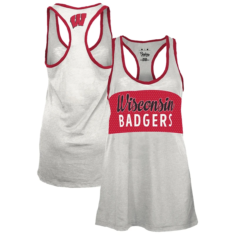 Débardeur à dos nageur Tracy pour femme, blanc/rouge, des Wisconsin Badgers, Pressbox