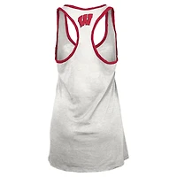 Women's Pressbox White/Red Wisconsin Badgers Tracy Racerback Burnout Tank Top