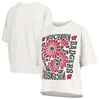 Women's Pressbox  White Wisconsin Badgers Elena Oversized Slub T-Shirt