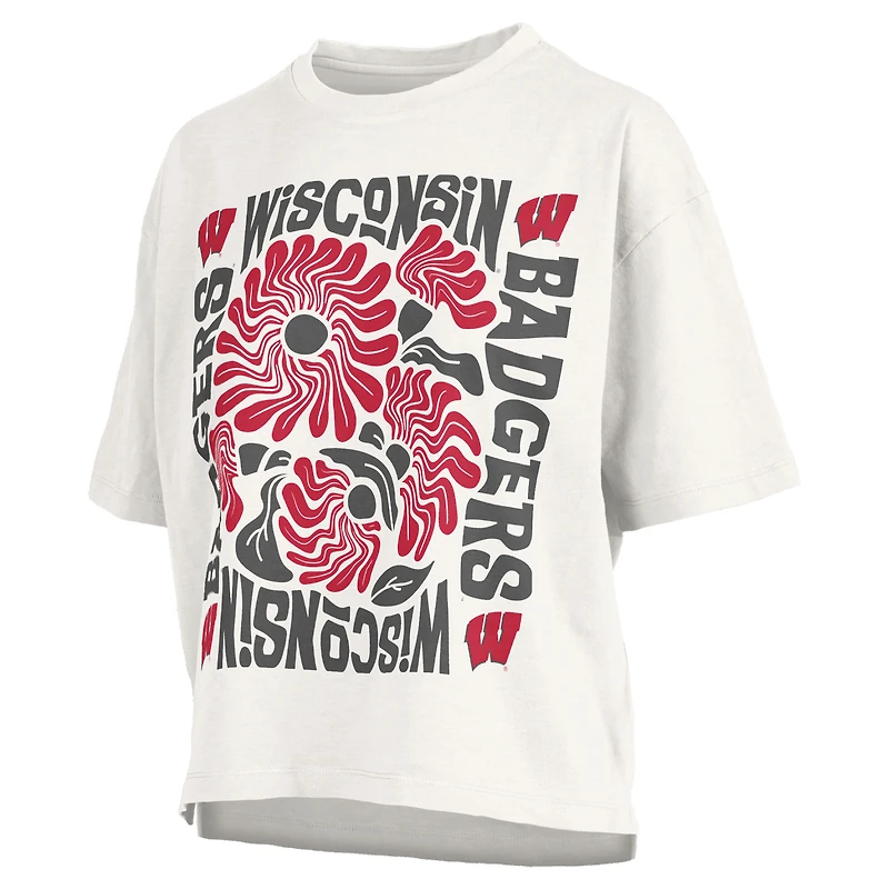 Women's Pressbox White Wisconsin Badgers Elena Oversized Slub T-Shirt
