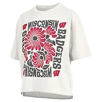 Women's Pressbox  White Wisconsin Badgers Elena Oversized Slub T-Shirt