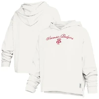 Women's Pressbox  White Wisconsin Badgers Faye Long Sleeve Hooded Slub T-Shirt