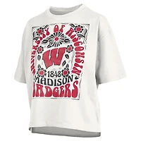 Women's Pressbox White Wisconsin Badgers Harmony Oversized Slub T-Shirt