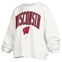 Women's Pressbox  White Wisconsin Badgers Janise Fleece Sweatshirt