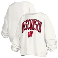 Women's Pressbox  White Wisconsin Badgers Janise Fleece Sweatshirt