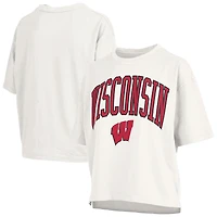 Women's Pressbox Red Wisconsin Badgers Nelson Arch Over Logo Waist Length Oversized Slub T-Shirt