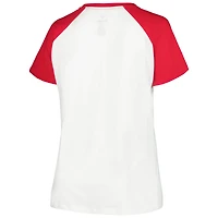 Women's Profile White/Red Wisconsin Badgers Plus Best Squad Shimmer Raglan Notch Neck T-Shirt