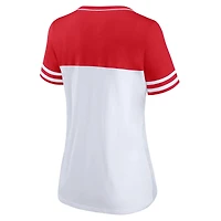 T-shirt à encolure en V pour femme Profile White/Red Wisconsin Badgers Plus Field Game